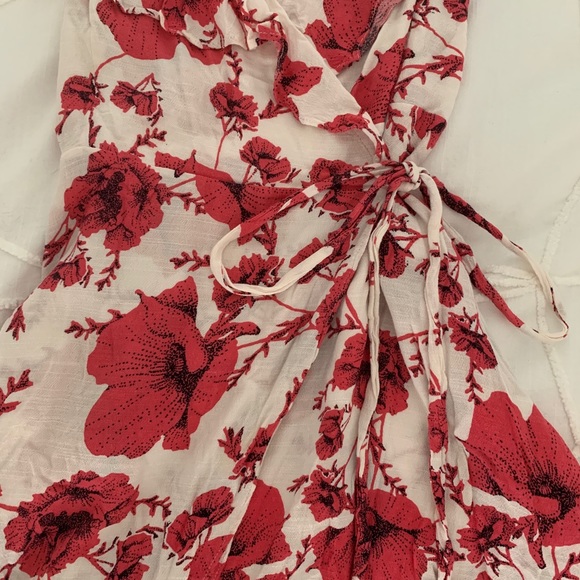 Free People French Quarter Wrap Mini Dress Hot Pink Floral - Picture 9 of 14